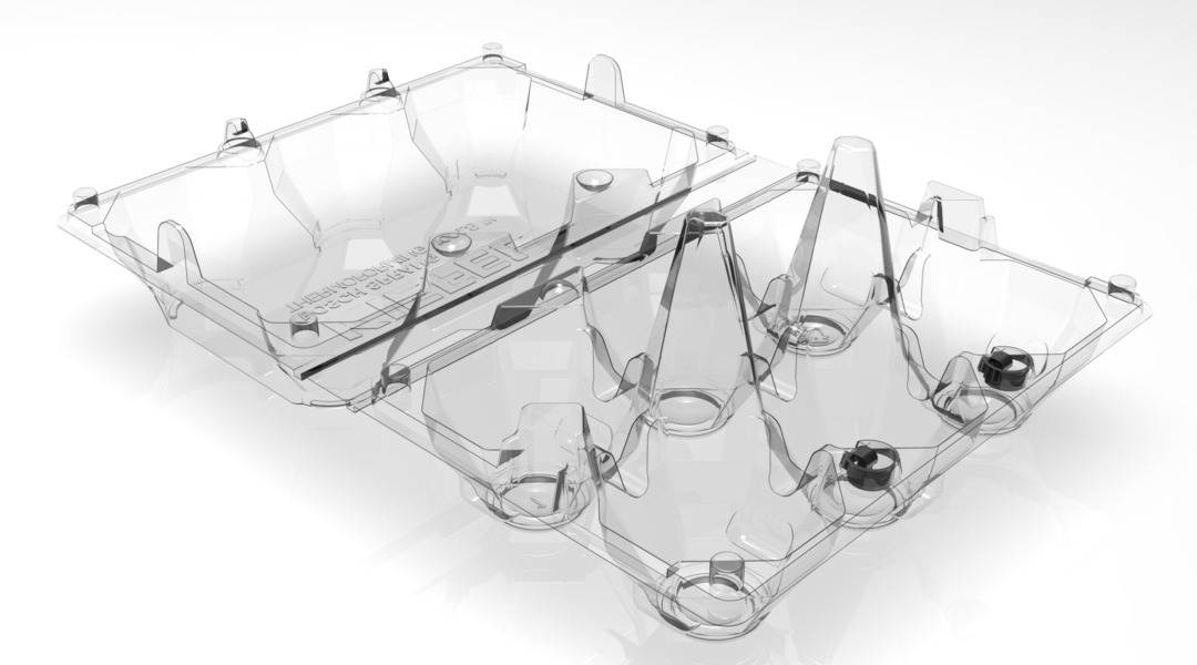 Kiefel Packaging has re-engineered the egg tray: recycled post-consumer PET. ALTTEXT