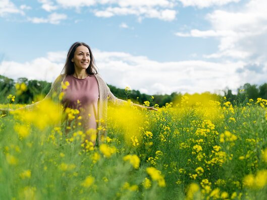 woman in flower field