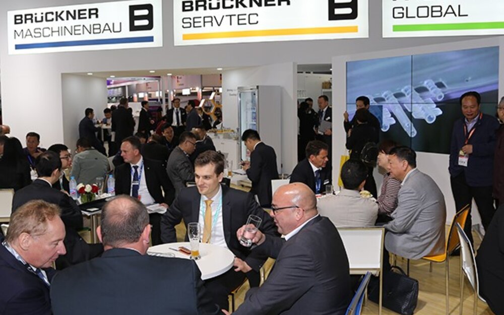 Crowded every day - the Brückner booth at Chinaplas 2018
