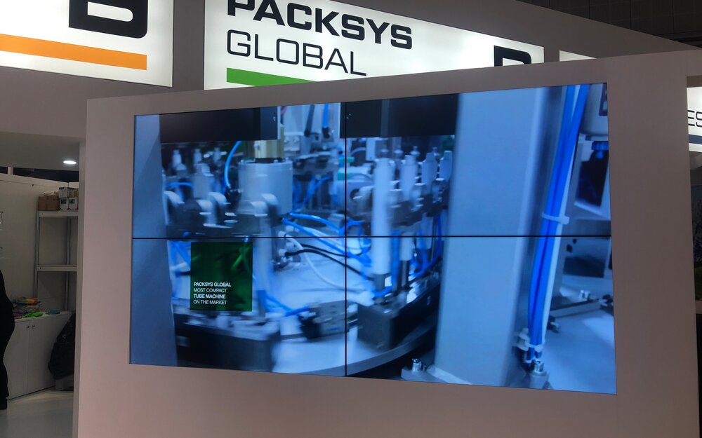 PackSys Global image in TV screen at exhibition