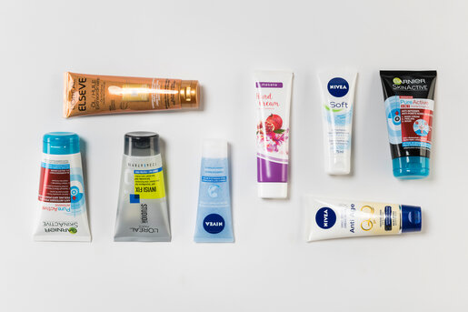 Nivea, Garnier, L'oreal tube samples