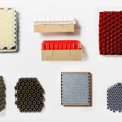 Birds eye of packed boxes