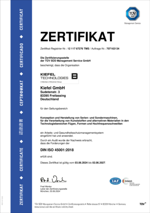 Arbeits- und Gesundheitsschutzmanagementsystem ISO 45001:2018